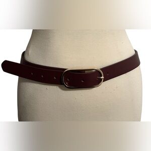 Elegant Burgundy Belt with Gold Buckle Genuine Leather Banana Republic Size M